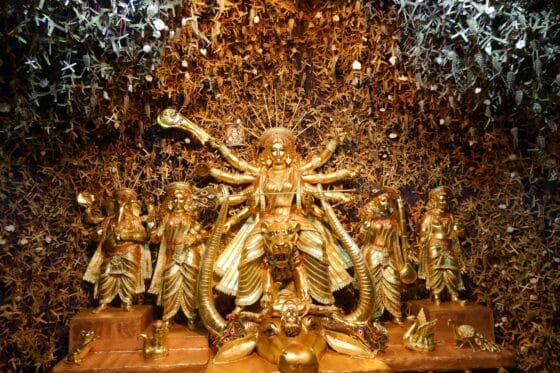 hindu goddess durga in golden color