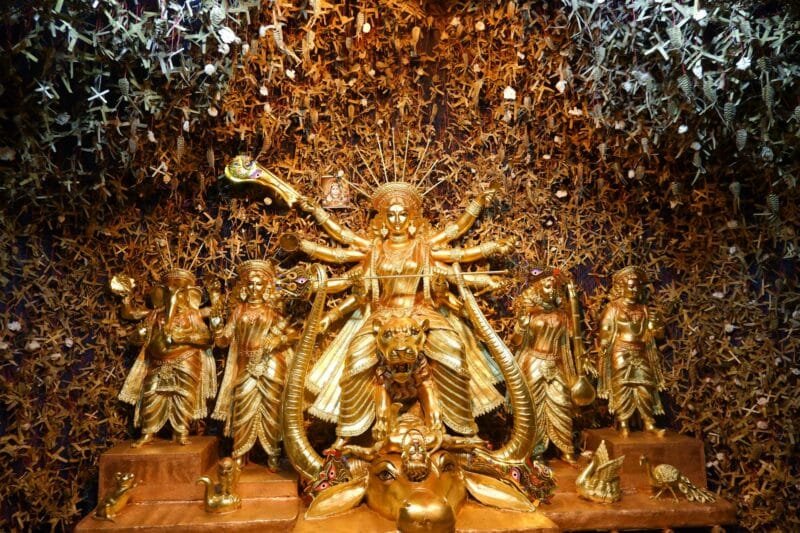 hindu goddess durga in golden color