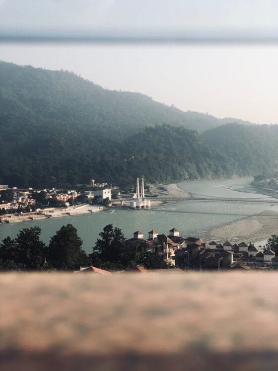 town by river ganges in india