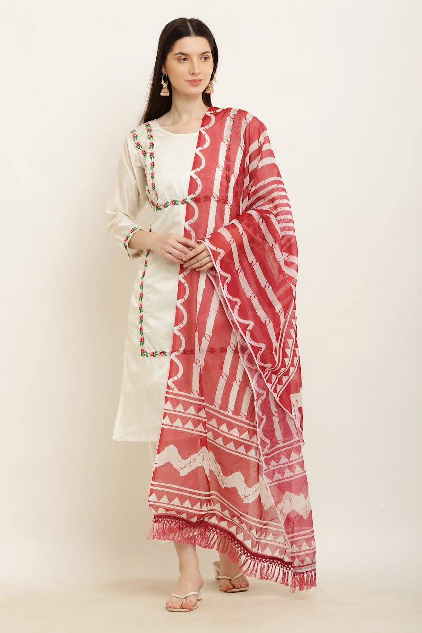 a model wearing traditional kurta and dupatta set
