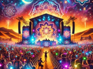 DALL·E 2025-02-27 11.50.38 - A vibrant digital artwork showing an electrifying music festival scene in India. The image captures a massive crowd dancing under colorful lights, wit | Beyond The Punchlines
