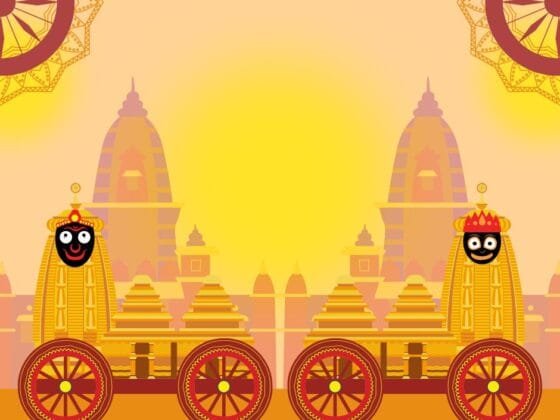 Orange Red and Gold Illustrated Indian Traditional Rath Yatra Facebook Post | Beyond The Punchlines