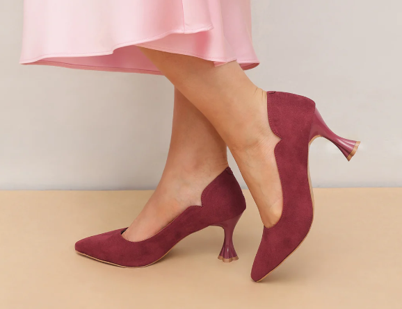 Pointed Toe Sculpted Pumps - Red | Beyond The Punchlines