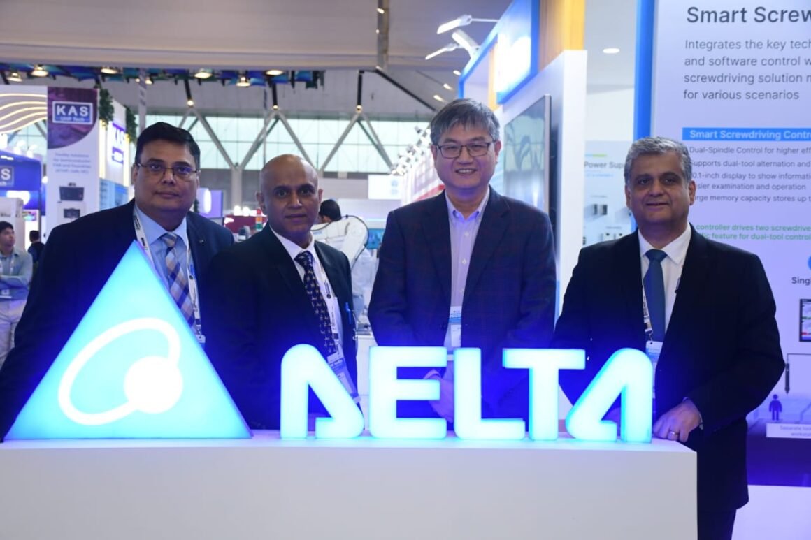 Delta SEMICON Dr Sanjeev Srivastava Mr Anil Choudhary Mr Benjamin Lin Mr Manish Walia | Beyond The Punchlines Delta Presents Next-Generation Digital Twins, Cobots, and a Full Range of Smart Manufacturing Solutions as Hon’ble PM Shri Narendra Modi Inaugurates SEMICON India 2025